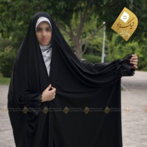 چادر جده سنبادی آستین چین دار گیپور پاپیون دار - حجاب نیکزاد